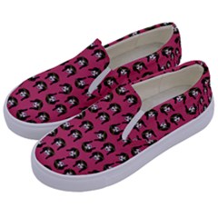 Retro Girl Daisy Chain Pattern Pink Kids  Canvas Slip Ons by snowwhitegirl