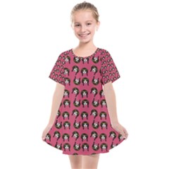 Retro Girl Daisy Chain Pattern Pink Kids  Smock Dress by snowwhitegirl