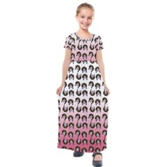 Retro Girl Daisy Chain Pattern Kids  Short Sleeve Maxi Dress by snowwhitegirl