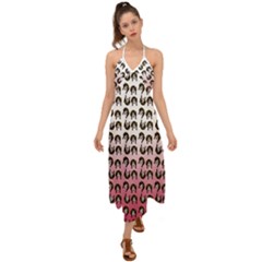 Retro Girl Daisy Chain Pattern Halter Tie Back Dress 