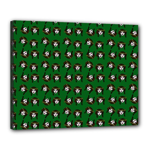 Retro Girl Daisy Chain Pattern Green Canvas 20  X 16  (stretched) by snowwhitegirl