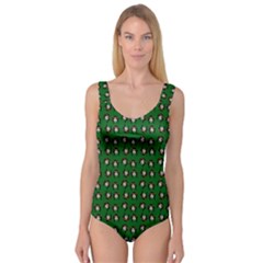 Retro Girl Daisy Chain Pattern Green Princess Tank Leotard  by snowwhitegirl