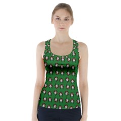 Retro Girl Daisy Chain Pattern Green Racer Back Sports Top by snowwhitegirl