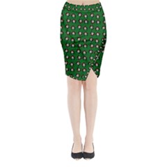 Retro Girl Daisy Chain Pattern Green Midi Wrap Pencil Skirt by snowwhitegirl