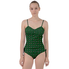 Retro Girl Daisy Chain Pattern Green Sweetheart Tankini Set by snowwhitegirl