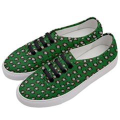 Retro Girl Daisy Chain Pattern Green Women s Classic Low Top Sneakers by snowwhitegirl