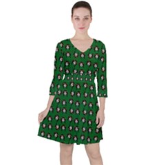 Retro Girl Daisy Chain Pattern Green Ruffle Dress by snowwhitegirl