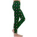 Retro Girl Daisy Chain Pattern Green Kids  Lightweight Velour Leggings View3