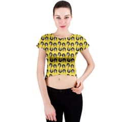 Retro Girl Daisy Chain Pattern Yellow Crew Neck Crop Top by snowwhitegirl