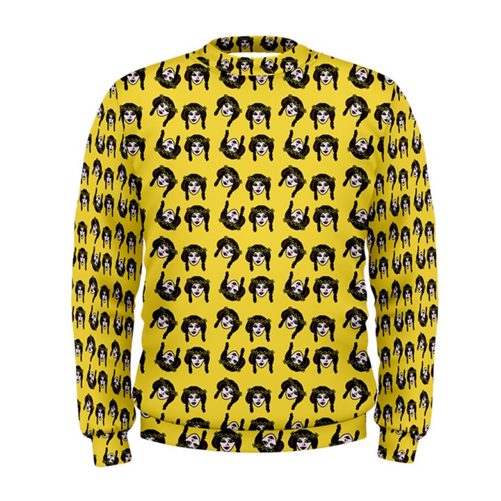 Retro Girl Daisy Chain Pattern Yellow Men s Sweatshirt