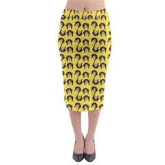 Retro Girl Daisy Chain Pattern Yellow Midi Pencil Skirt by snowwhitegirl