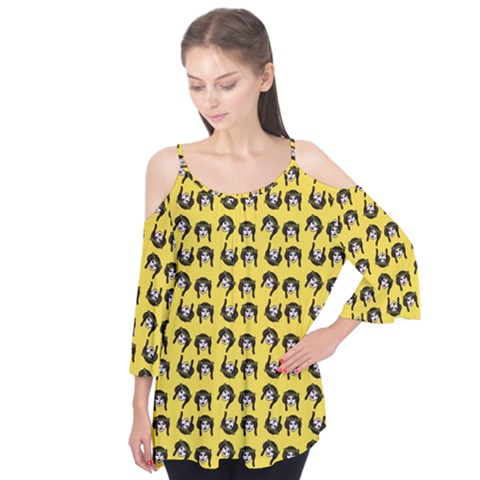 Retro Girl Daisy Chain Pattern Yellow Flutter Tees by snowwhitegirl