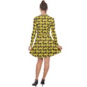 Retro Girl Daisy Chain Pattern Yellow Long Sleeve Panel Dress View2