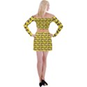 Retro Girl Daisy Chain Pattern Yellow Off Shoulder Top with Mini Skirt Set View2