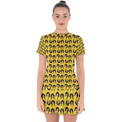 Retro Girl Daisy Chain Pattern Yellow Drop Hem Mini Chiffon Dress by snowwhitegirl