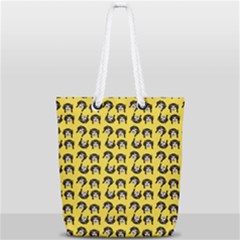 Retro Girl Daisy Chain Pattern Yellow Full Print Rope Handle Tote (small) by snowwhitegirl