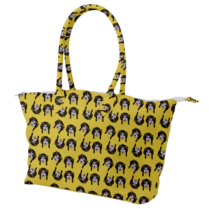 Retro Girl Daisy Chain Pattern Yellow Canvas Shoulder Bag