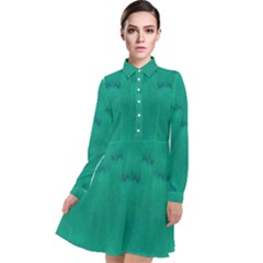 Love To One Color To Love Green Long Sleeve Chiffon Shirt Dress by pepitasart