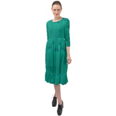 Love To One Color To Love Green Ruffle End Midi Chiffon Dress by pepitasart