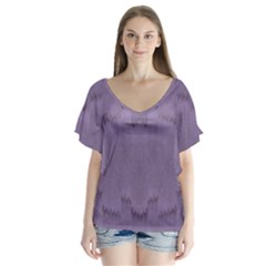 Love To One Color To Love Purple V-neck Flutter Sleeve Top by pepitasart