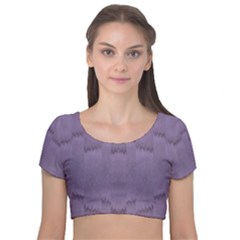 Love To One Color To Love Purple Velvet Short Sleeve Crop Top  by pepitasart