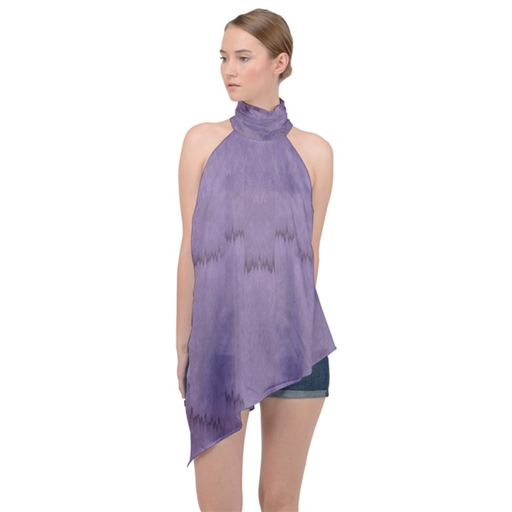 Love To One Color To Love Purple Halter Asymmetric Satin Top