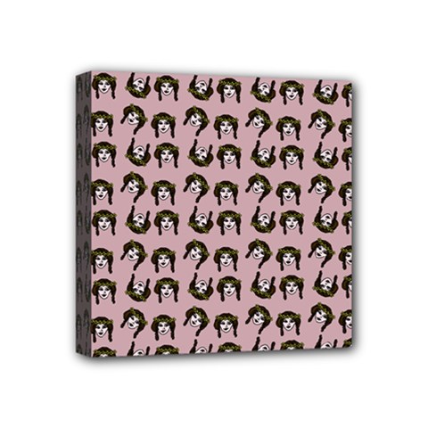 Retro Girl Daisy Chain Pattern Light Pink Mini Canvas 4  X 4  (stretched) by snowwhitegirl