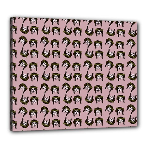 Retro Girl Daisy Chain Pattern Light Pink Canvas 24  X 20  (stretched) by snowwhitegirl