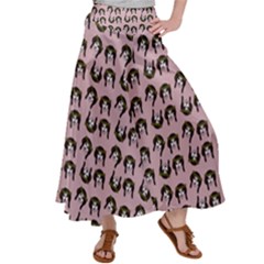 Retro Girl Daisy Chain Pattern Light Pink Satin Palazzo Pants by snowwhitegirl