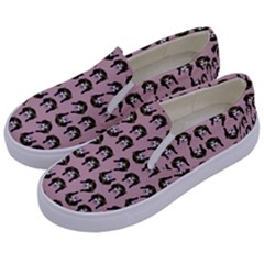 Retro Girl Daisy Chain Pattern Light Pink Kids  Canvas Slip Ons by snowwhitegirl