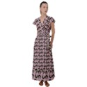 Retro Girl Daisy Chain Pattern Light Pink Flutter Sleeve Maxi Dress View1