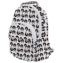 Retro Girl Daisy Chain Pattern White Rounded Multi Pocket Backpack by snowwhitegirl