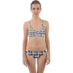 Retro Girl Daisy Chain Pattern White Wrap Around Bikini Set by snowwhitegirl