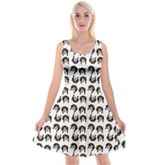 Retro Girl Daisy Chain Pattern White Reversible Velvet Sleeveless Dress by snowwhitegirl