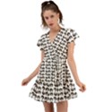 Retro Girl Daisy Chain Pattern White Flutter Sleeve Wrap Dress View1