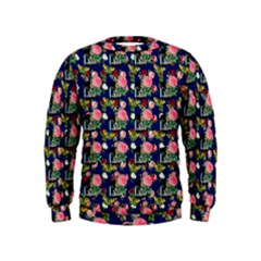 Vintage Can Floral Blue Kids  Sweatshirt