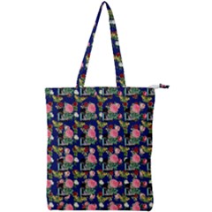 Vintage Can Floral Blue Double Zip Up Tote Bag by snowwhitegirl