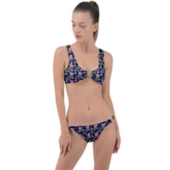 Vintage Can Floral Blue Ring Detail Crop Bikini Set by snowwhitegirl