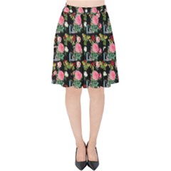 Vintage Can Floral Velvet High Waist Skirt by snowwhitegirl