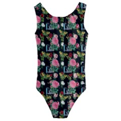 Vintage Can Floral Kids  Cut-out Back One Piece Swimsuit by snowwhitegirl