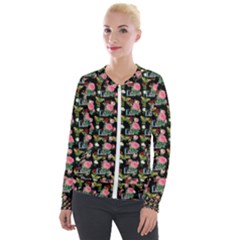 Vintage Can Floral Velour Zip Up Jacket by snowwhitegirl