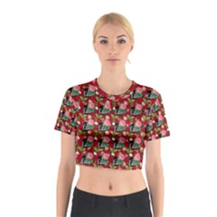 Vintage Can Floral Red Cotton Crop Top by snowwhitegirl