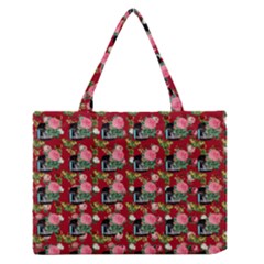 Vintage Can Floral Red Zipper Medium Tote Bag by snowwhitegirl