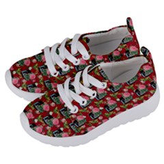 Vintage Can Floral Red Kids  Lightweight Sports Shoes by snowwhitegirl