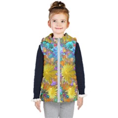 Apo Flower Power Kids  Hooded Puffer Vest by WolfepawFractals