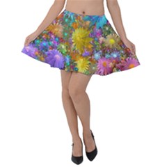 Apo Flower Power Velvet Skater Skirt by WolfepawFractals