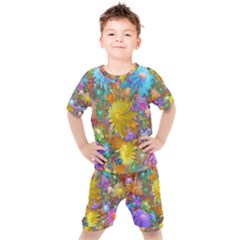 Apo Flower Power Kids  Tee And Shorts Set by WolfepawFractals