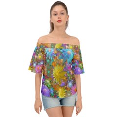 Apo Flower Power Off Shoulder Short Sleeve Top by WolfepawFractals