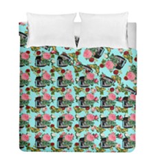 Vintage Can Floral Light Blue Duvet Cover Double Side (full/ Double Size) by snowwhitegirl