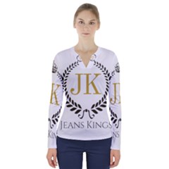 Jk Logo V-neck Long Sleeve Top by Jeanskings